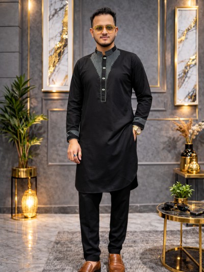 ঈদের প্রিমিয়াম পাকিস্তানি কাবলি সেট -এম এস-১ ( কালার-ব্লাক )