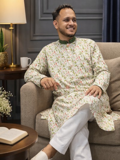 পিওর কটন ফেব্রিক্স এর প্রিন্টের পাঞ্জাবি(COD-1000)