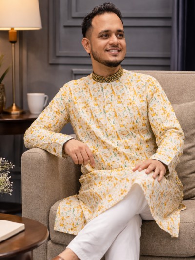 পিওর কটন ফেব্রিক্স এর প্রিন্টের পাঞ্জাবি(COD-2000)