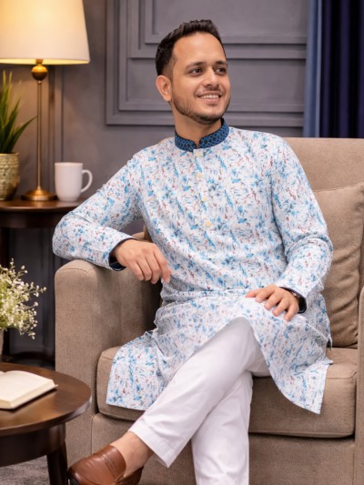 পিওর কটন ফেব্রিক্স এর প্রিন্টের পাঞ্জাবি(COD-3000)