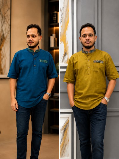 রেমি কটন কাতুয়া(কালার -(পেট্রোল+পাকা অলিভ) -
