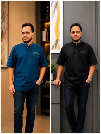 রেমি কটন কাতুয়া(কালার -Pettol+Black)