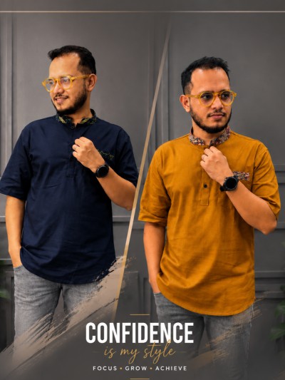 রেমি কটন কাতুয়া (কালার-নেভি ব্লু +কাঁঠালি)