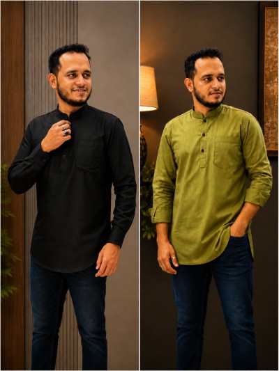 রেমি কটন কাতুয়া (কালার-কালো+কাঁচা অলিভ)