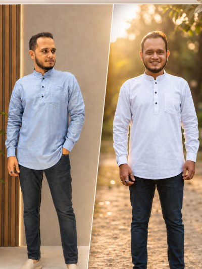 রেমি কটন কাতুয়া (কালার-আকাশী+সাদা)